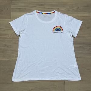 Kate Spade Rainbow Logo Graphic Tee White Pride T-Shirt Size X-Large